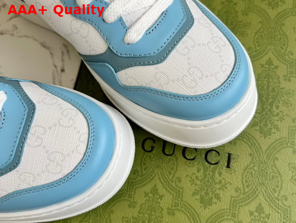 Gucci Womens GG Sneaker White GG Supreme Canvas with Light Blue Leather Trim Replica