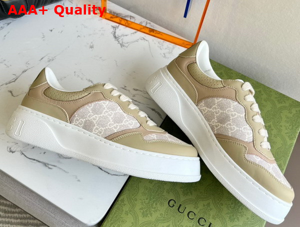 Gucci Womens GG Sneaker White and Beige GG Supreme Canvas 909595 Replica