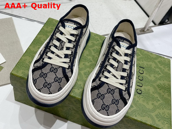 Gucci Womens GG Sneaker in Beige and Blue Original GG Canvas 746766 Replica