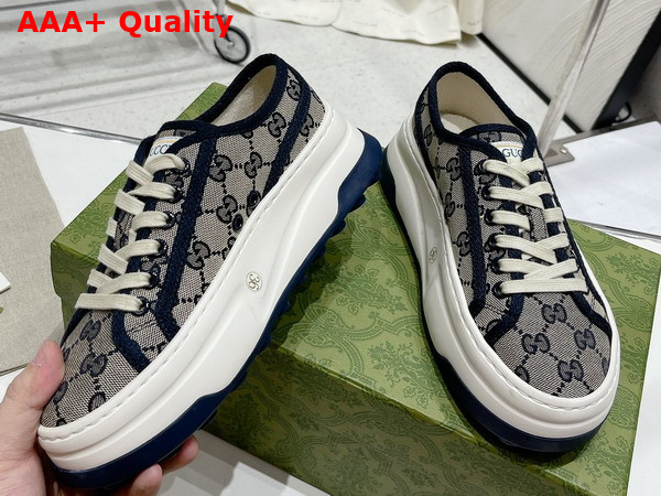 Gucci Womens GG Sneaker in Beige and Blue Original GG Canvas 746766 Replica