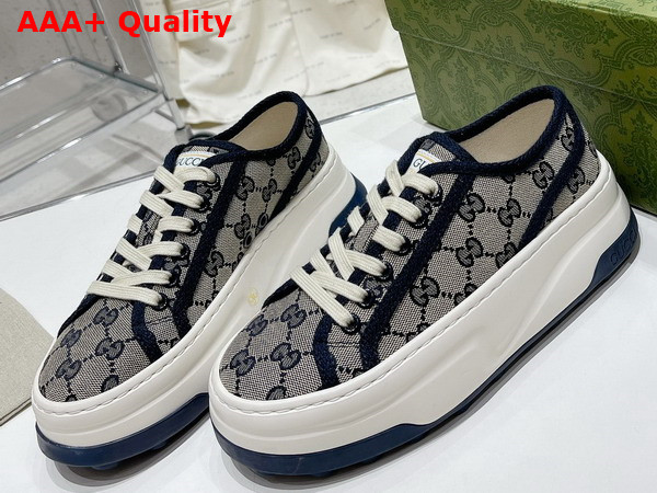 Gucci Womens GG Sneaker in Beige and Blue Original GG Canvas 746766 Replica