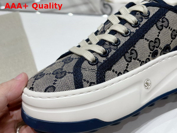 Gucci Womens GG Sneaker in Beige and Blue Original GG Canvas 746766 Replica