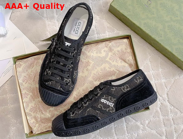 Gucci Womens GG Sneaker in Black and Grey GG Denim 759071 Replica