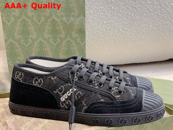 Gucci Womens GG Sneaker in Black and Grey GG Denim 759071 Replica