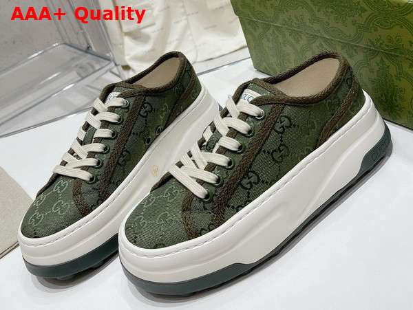 Gucci Womens GG Sneaker in Green Original GG Canvas 746766 Replica