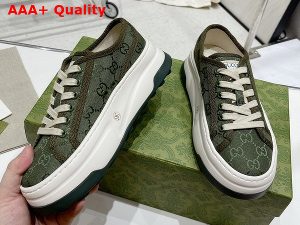 Gucci Womens GG Sneaker in Green Original GG Canvas 746766 Replica