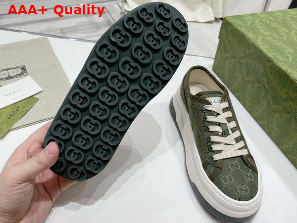 Gucci Womens GG Sneaker in Green Original GG Canvas 746766 Replica