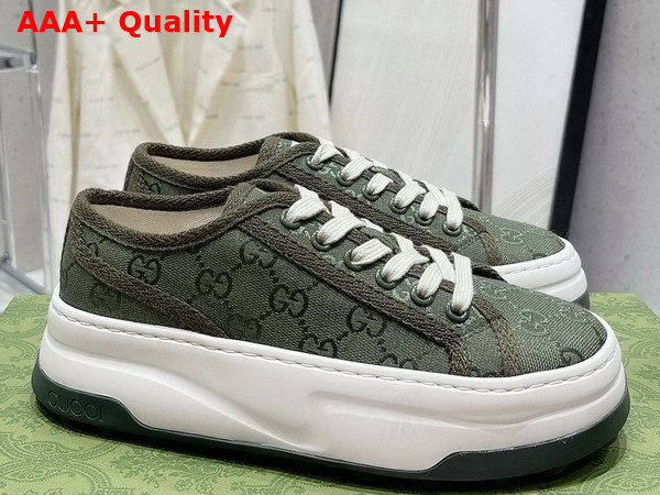 Gucci Womens GG Sneaker in Green Original GG Canvas 746766 Replica