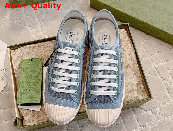 Gucci Womens GG Sneaker in Light Blue GG Denim 759071 Replica