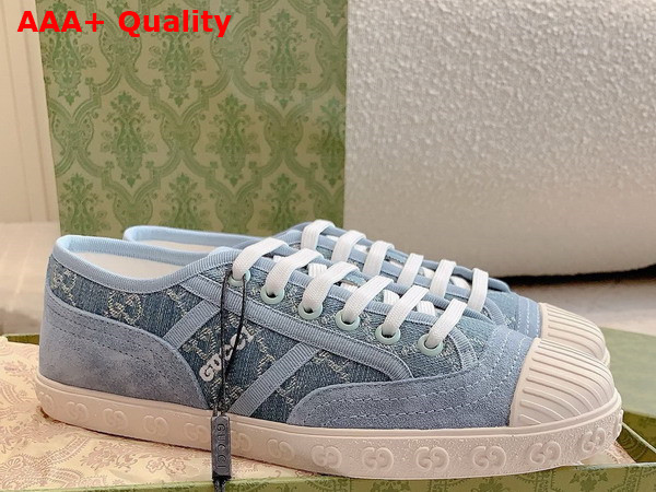 Gucci Womens GG Sneaker in Light Blue GG Denim 759071 Replica