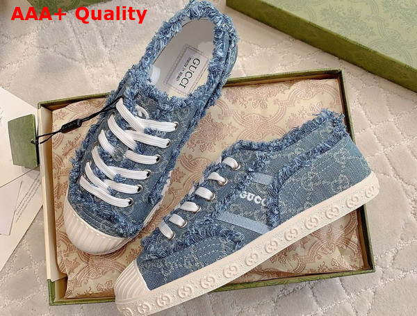 Gucci Womens GG Sneaker in Light Blue GG Denim 784213 Replica