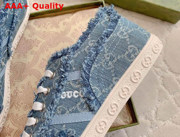 Gucci Womens GG Sneaker in Light Blue GG Denim 784213 Replica