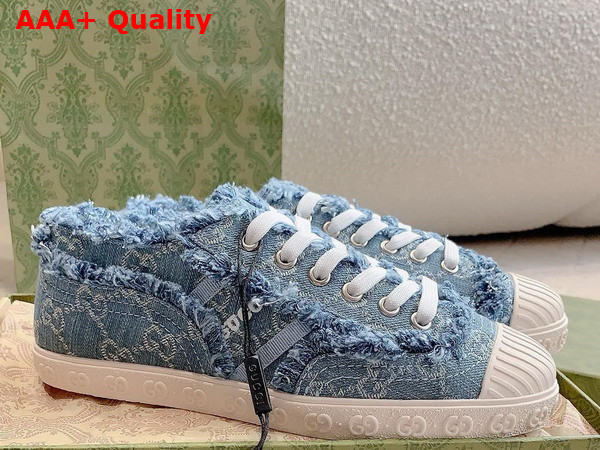 Gucci Womens GG Sneaker in Light Blue GG Denim 784213 Replica