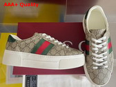 Gucci Womens Gucci Ace Sneaker in Beige and Ebony GG Supreme Canvas with Red and Green Web 791399 Replica