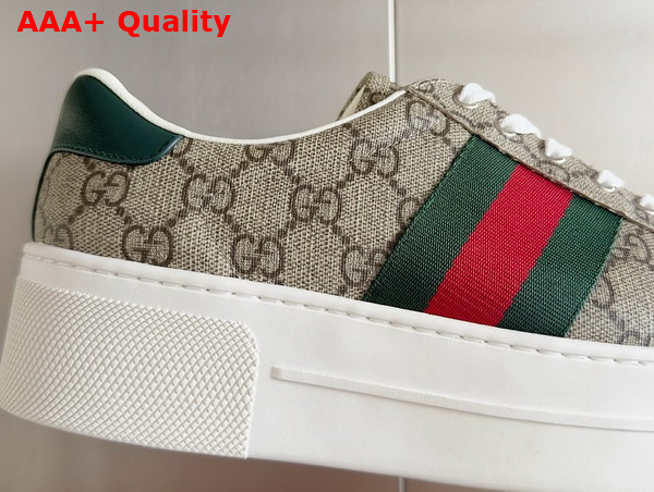 Gucci Womens Gucci Ace Sneaker in Beige and Ebony GG Supreme Canvas with Red and Green Web 791399 Replica