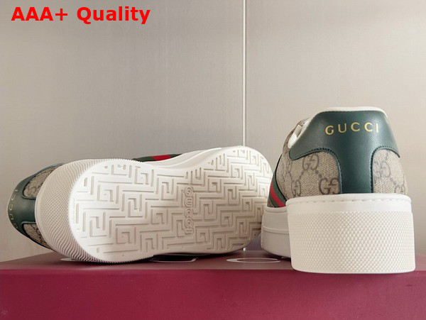 Gucci Womens Gucci Ace Sneaker in Beige and Ebony GG Supreme Canvas with Red and Green Web 791399 Replica