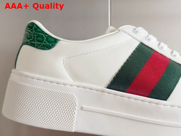 Gucci Womens Gucci Ace Sneaker in White Leather with Green and Red Web 791399 Replica