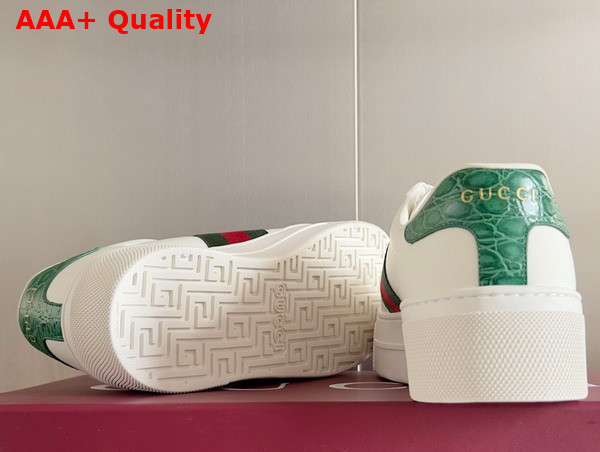 Gucci Womens Gucci Ace Sneaker in White Leather with Green and Red Web 791399 Replica