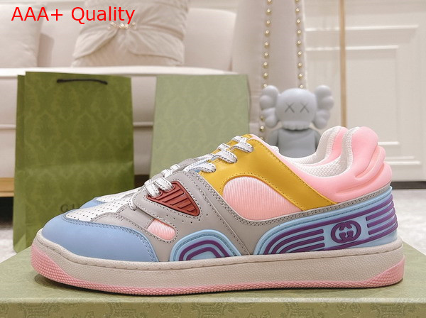 Gucci Womens Gucci Basket Sneaker Light Blue Demetra Demetra 700291 Replica