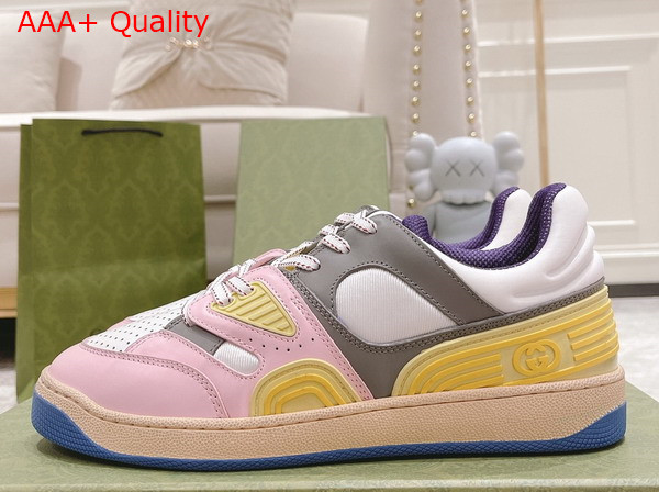 Gucci Womens Gucci Basket Sneaker Pink Demetra 700291 Replica