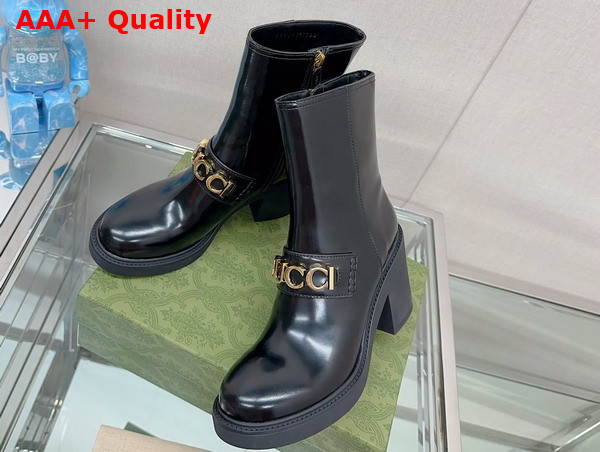 Gucci Womens Gucci Boot in Black Shiny Leather 750538 Replica