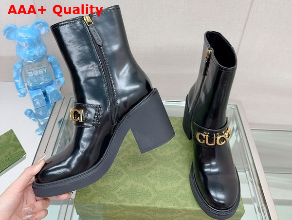 Gucci Womens Gucci Boot in Black Shiny Leather 750538 Replica