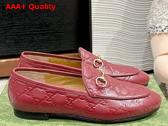 Gucci Womens Gucci Jordaan Loafer in Gucci Rosso Ancora Red GG Leather 786016 Replica