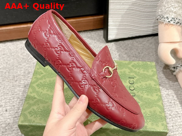 Gucci Womens Gucci Jordaan Loafer in Gucci Rosso Ancora Red GG Leather 786016 Replica