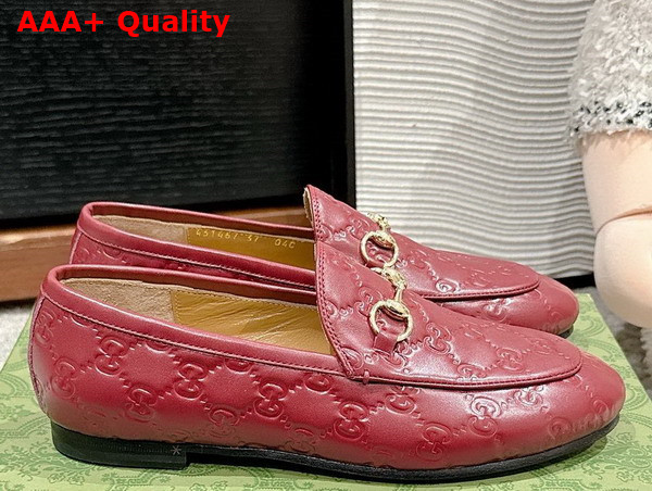 Gucci Womens Gucci Jordaan Loafer in Gucci Rosso Ancora Red GG Leather 786016 Replica