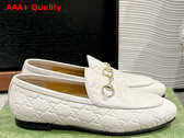 Gucci Womens Gucci Jordaan Loafer in White GG Leather 786016 Replica