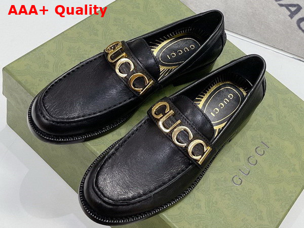 Gucci Womens Gucci Loafer in Black Leather 700036 Replica