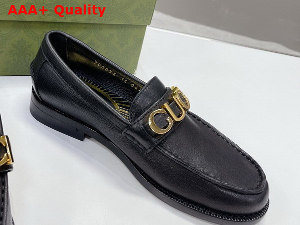 Gucci Womens Gucci Loafer in Black Leather 700036 Replica