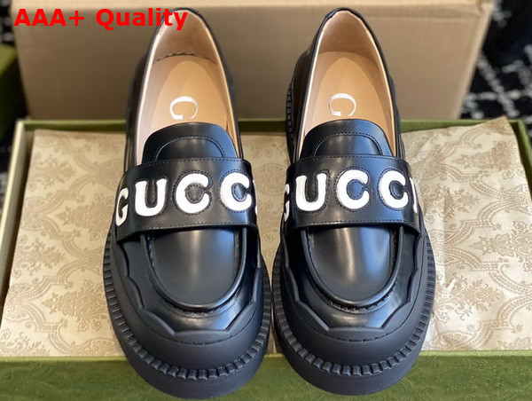 Gucci Womens Gucci Loafer in Black and White Leather 752854 Replica