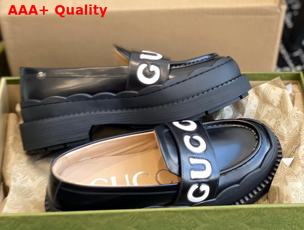 Gucci Womens Gucci Loafer in Black and White Leather 752854 Replica