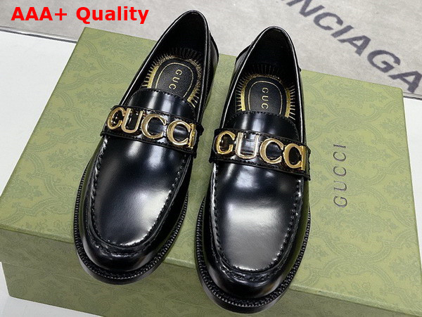 Gucci Womens Gucci Loafer in Shiny Black Leather 700036 Replica