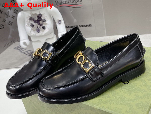 Gucci Womens Gucci Loafer in Shiny Black Leather 700036 Replica