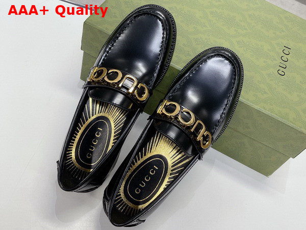 Gucci Womens Gucci Loafer in Shiny Black Leather 700036 Replica