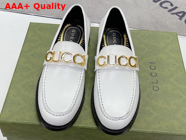 Gucci Womens Gucci Loafer in White Leather 700036 Replica