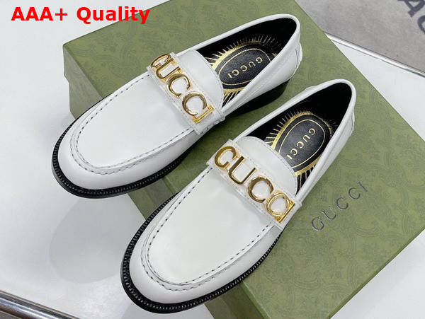 Gucci Womens Gucci Loafer in White Leather 700036 Replica