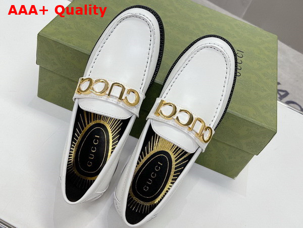 Gucci Womens Gucci Loafer in White Leather 700036 Replica