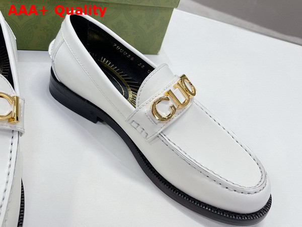 Gucci Womens Gucci Loafer in White Leather 700036 Replica