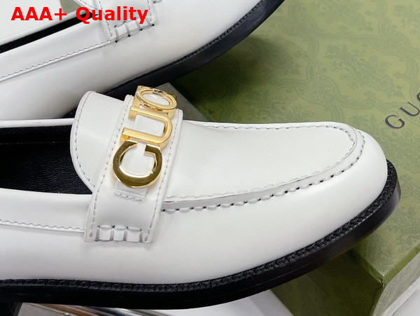 Gucci Womens Gucci Loafer in White Leather 700036 Replica