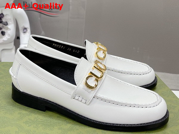 Gucci Womens Gucci Loafer in White Leather 700036 Replica