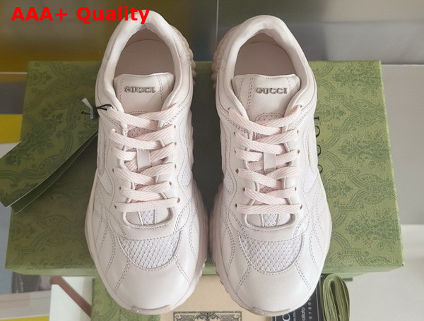 Gucci Womens Gucci Ripple Sneaker in Pale Pink Leather 771653 Replica