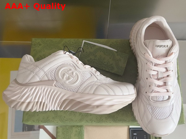 Gucci Womens Gucci Ripple Sneaker in Pale Pink Leather 771653 Replica