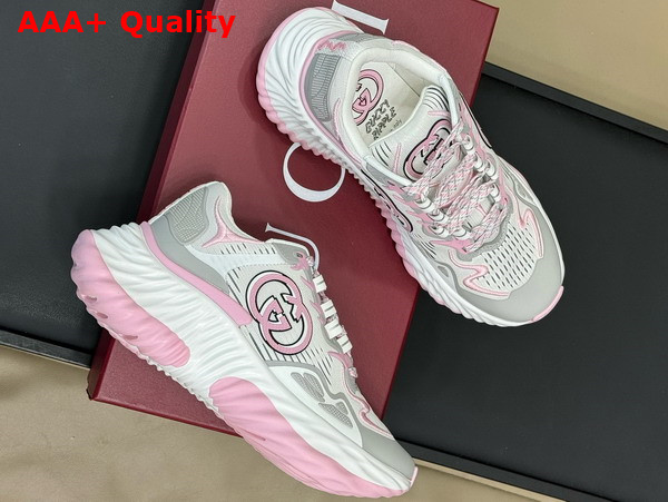 Gucci Womens Gucci Ripple Sneaker in Pink and Grey Mesh 791414 Replica