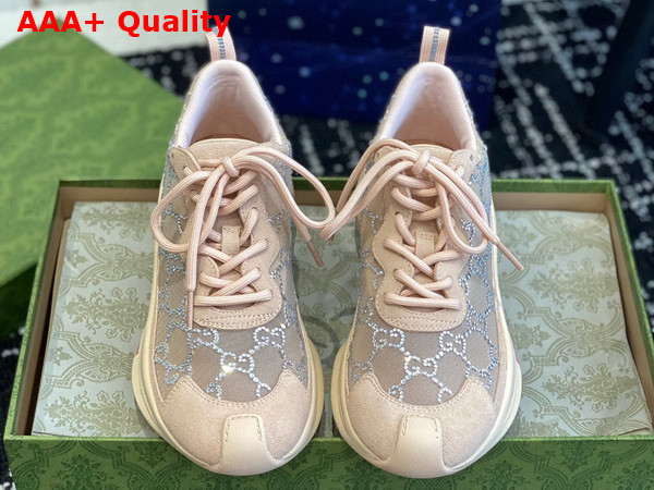 Gucci Womens Gucci Run GG Crystal Sneaker in Pink GG Mesh 758088 Replica