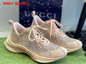 Gucci Womens Gucci Run GG Crystal Sneaker in Pink GG Mesh 758088 Replica