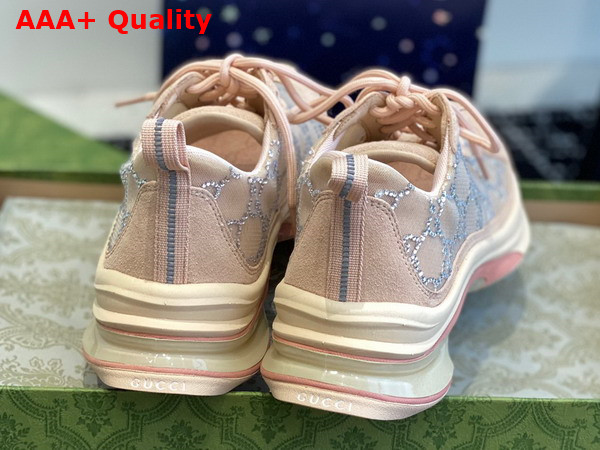 Gucci Womens Gucci Run GG Crystal Sneaker in Pink GG Mesh 758088 Replica