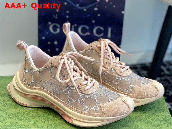 Gucci Womens Gucci Run GG Crystal Sneaker in Pink GG Mesh 758088 Replica